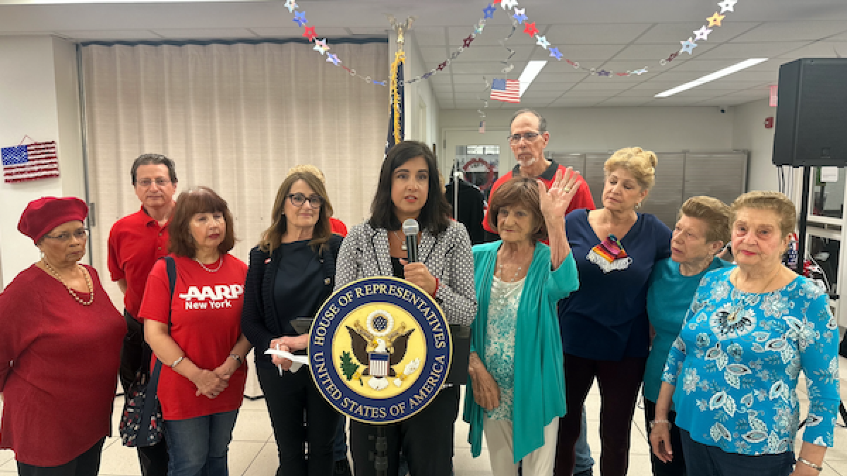 Malliotakis joined by AARP officials and senior citizens at New Dorp Beach Friendship Club